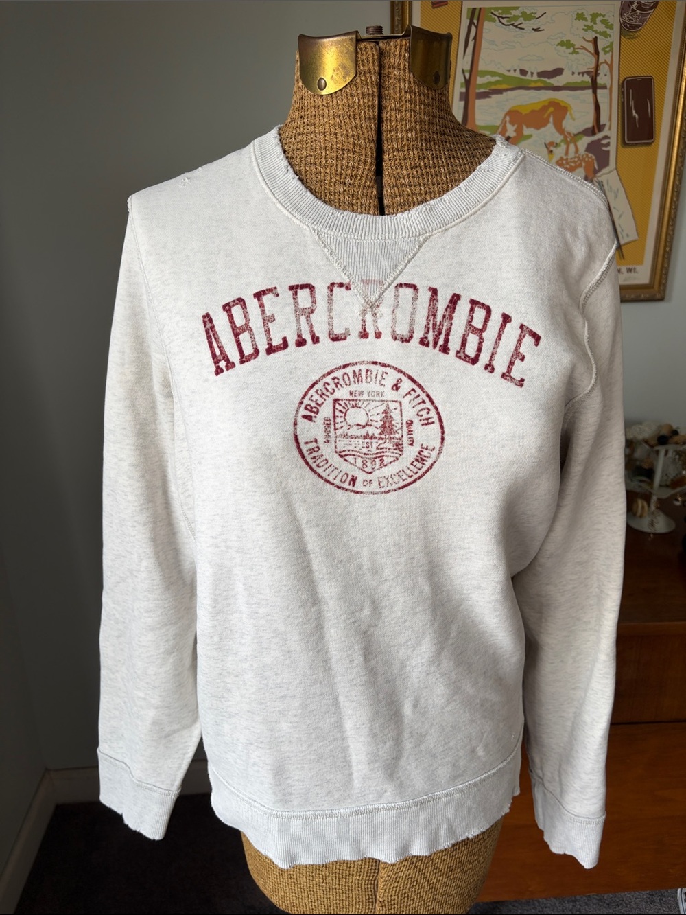 Abercrombie & Fitch Gray Sweatshirt with Red Logo